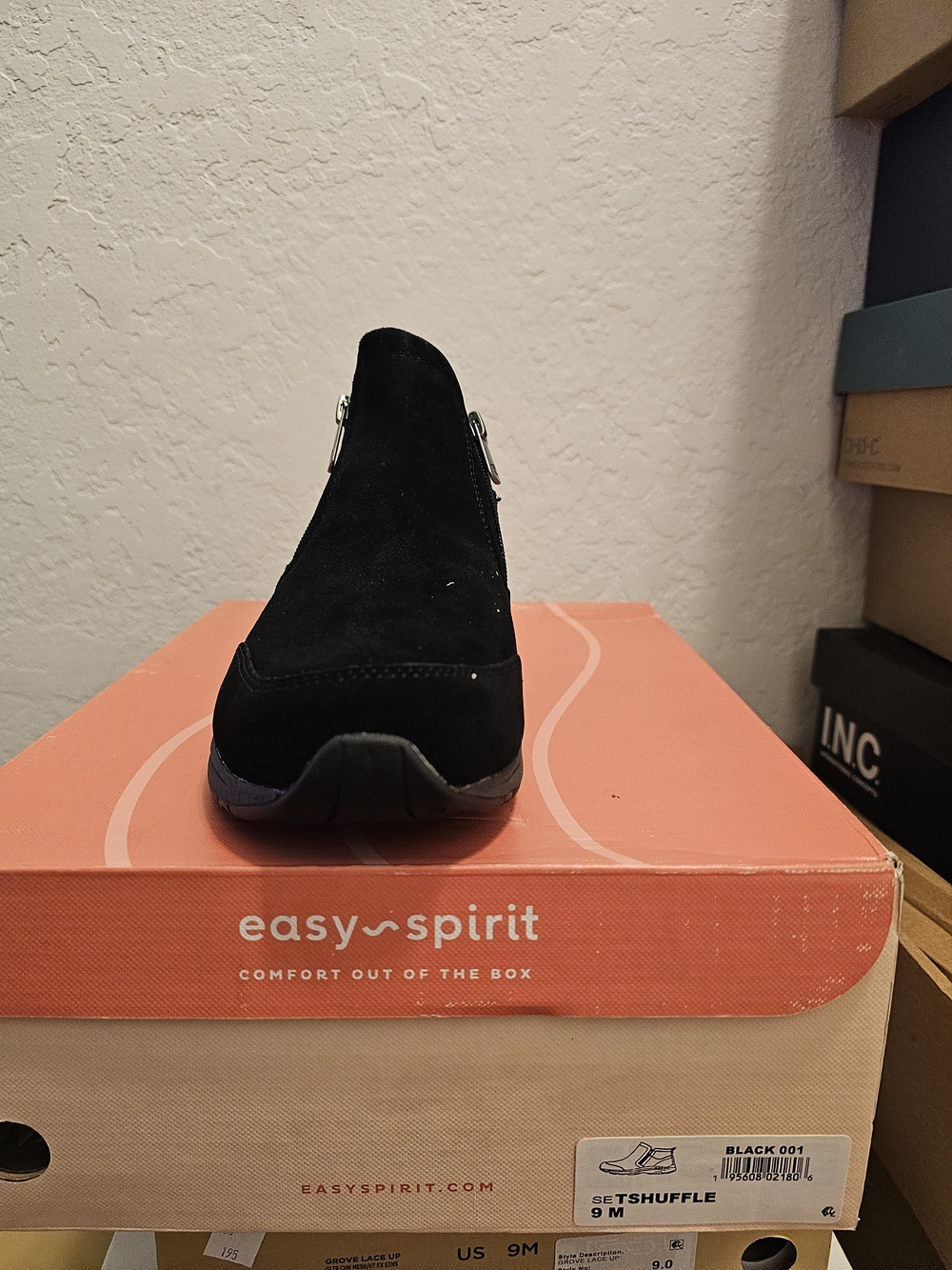 Easy Spirit Men’s Black Suede Ankle Boot with Side Zippers